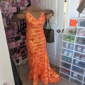 Prom/Special occasion dress size 6 neon orange